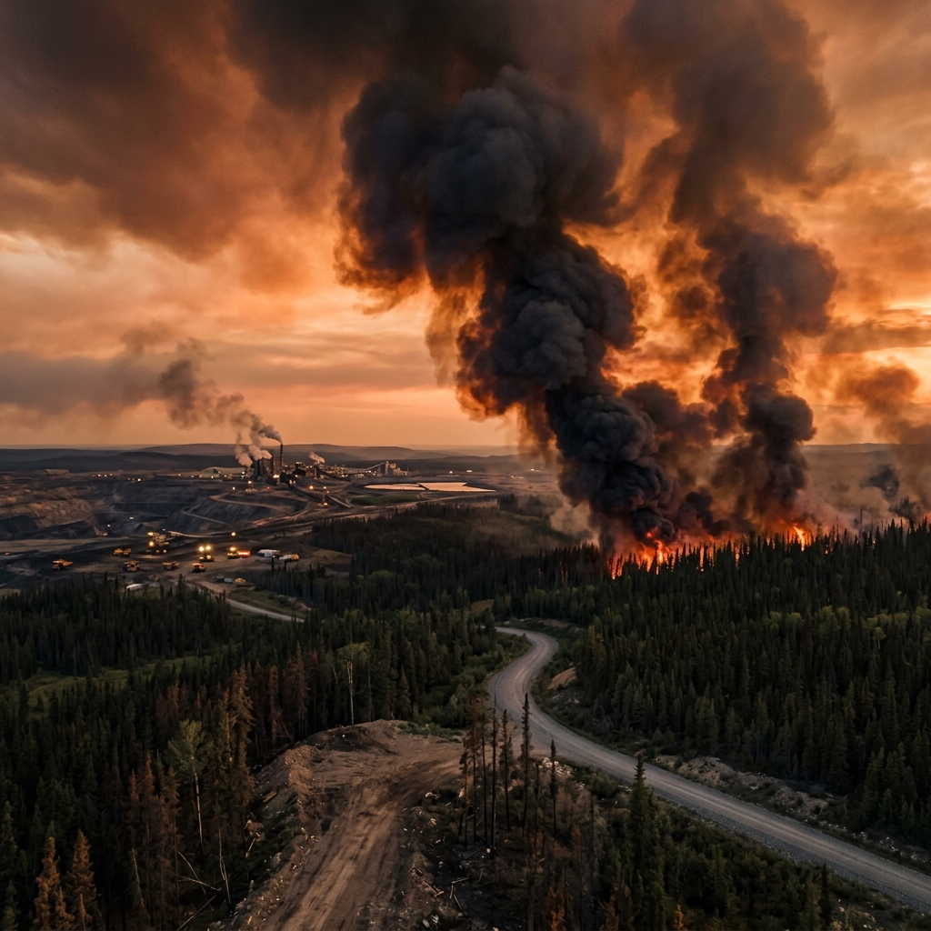 Canadian wildfire burning near Alberta oil sands region
