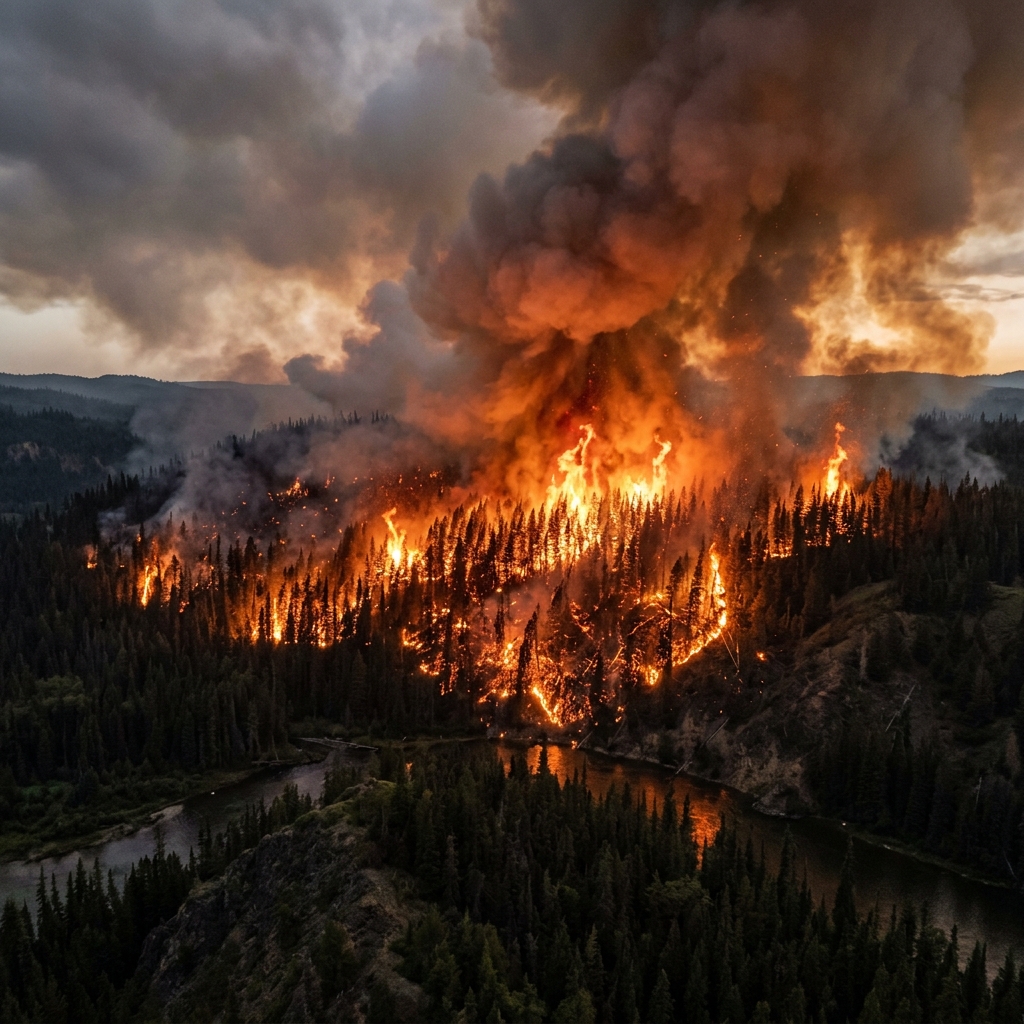 Canadian forest fire burning aggressively