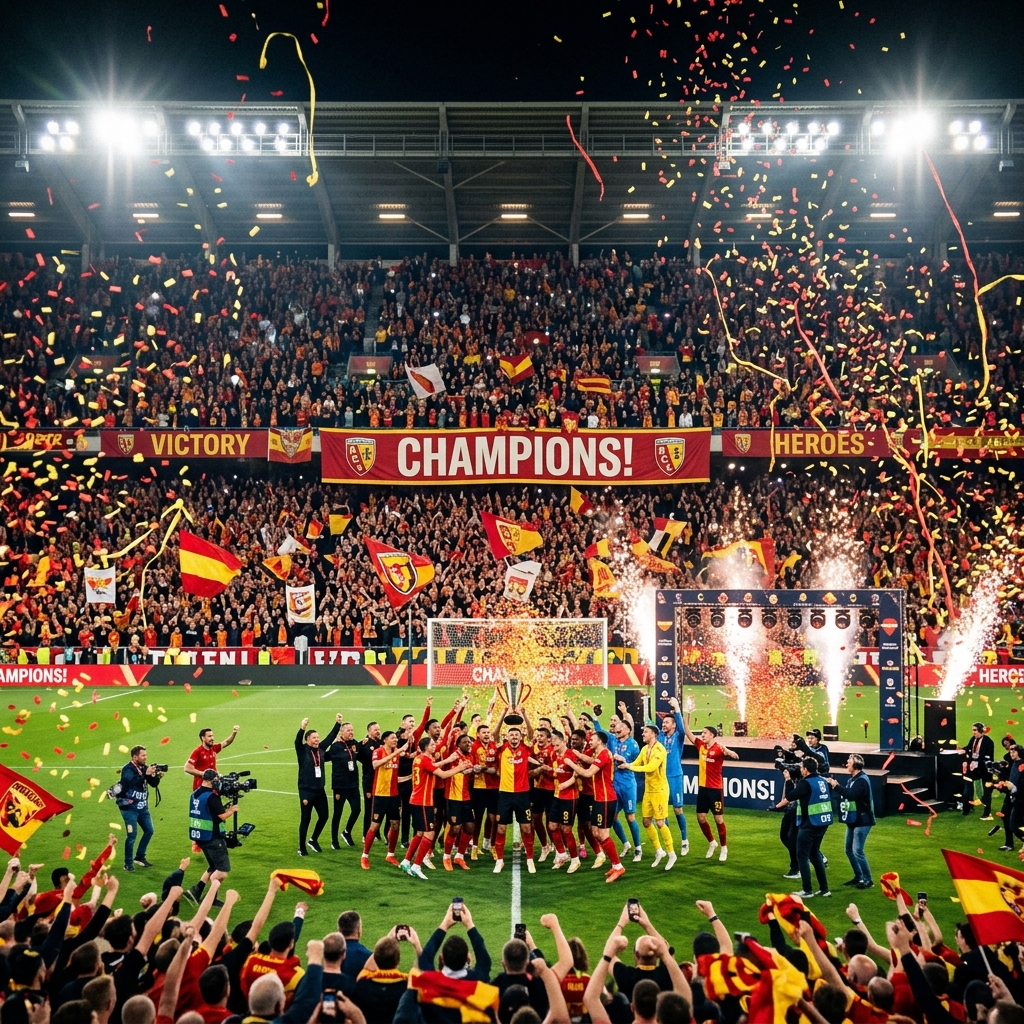 Spain World Cup celebration in packed stadium