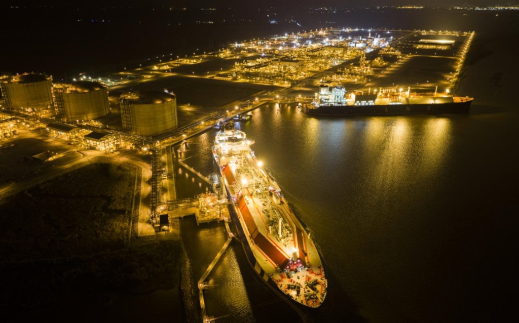 LNG terminal at night