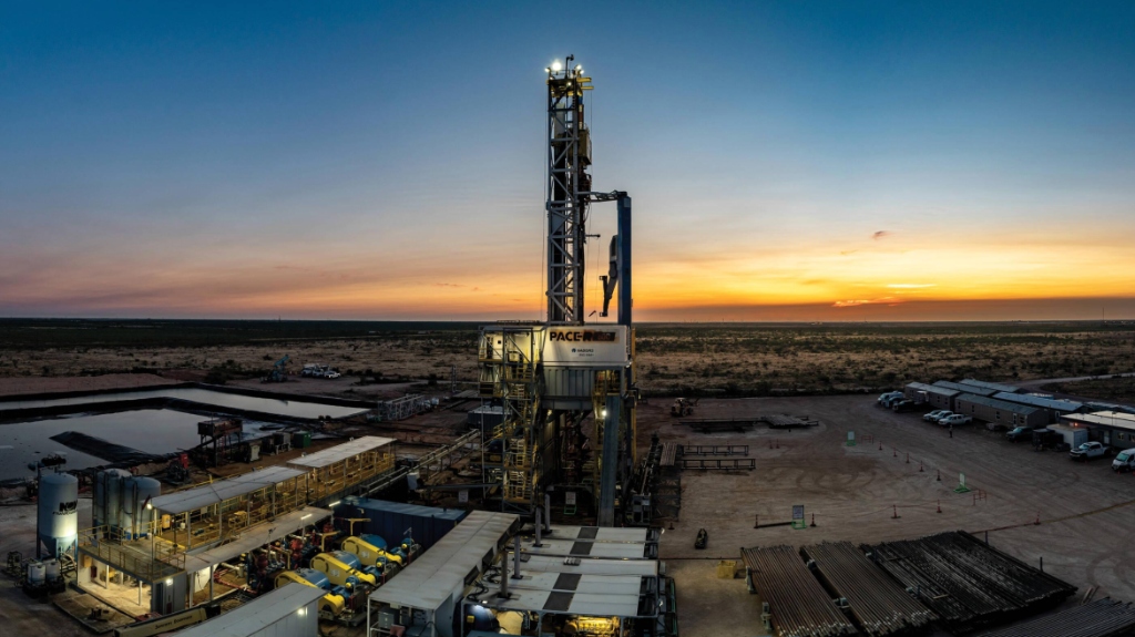Driller on sunset rig